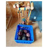 Wooden Croquet and Bocce Ball Set