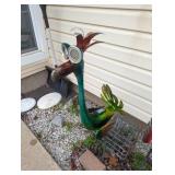 Metal Solar-Powered Peacock Sculpture