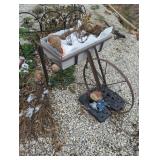 Metal Garden Cart with Decor Items