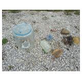 Glass Jug with Decorative Items