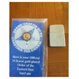 Order of the Eastern Star Pin & zippo