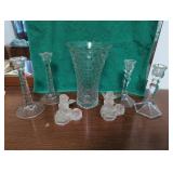 Glass Candle Holders and Vase
