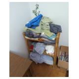 Wicker Shelf With Assorted Linens