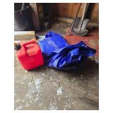 Red Gas Can and Blue Tarp