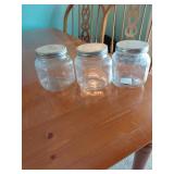 Three Vintage Glass Jars