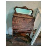Wooden Secretary Desk with Mirror
