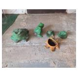 5 Frog Figurines, Mixed Materials