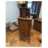 Wooden Jewelry Armoire and Box Set