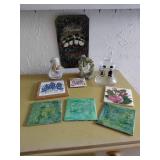 Decorative Tile and Figurine Set
