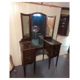 Wooden Vanity with Mirror, 44x18x39