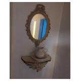 Wall Mirror with Shelf and Ceramic Set