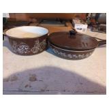 Ceramic Brown Saucepan and Skillet Set