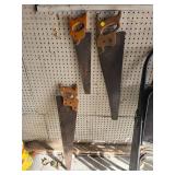 Three Hand Saws with Wooden Handles