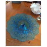 Blue Glass Compote With Pedestal Base