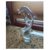 11-Inch Clear Glass Dolphin Sculpture