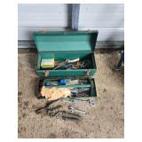 Green Metal Toolbox with Tools