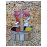 Stained Glass Basket With Rabbit