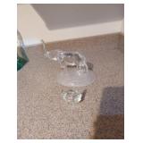 Clear Glass Elephant and Bird Figurines