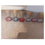 6 Glass Vases With Gold Bands