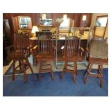 4 Wooden Swivel Bar Chairs