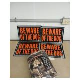 Metal Beware of Dog Signs and Harness