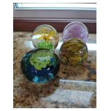 Four Art Glass Paperweights