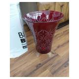 Ruby Red Cut Glass Vase