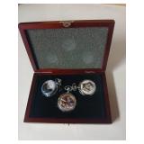 Three Pocket Watches in Case