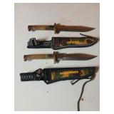 Two Camouflage Knives with Sheaths