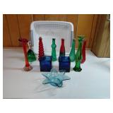 Colored Glass Vases and Bottles