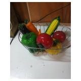 Glass Vegetable Set with Metal Basket