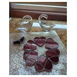 Glass Swan Figurines and Stained Glass Set
