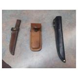Three Leather Knife Sheaths
