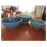 Glass Mixing Bowls, Blue Toned