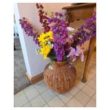 Wicker Vase with Faux Flower Arrangement