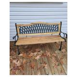 Wood and Cast Iron Outdoor Bench