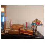 Decorative Lot with Lamp and Boxes