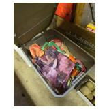 Plastic Bin With Assorted Fabrics