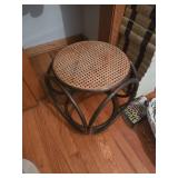 Rattan and Cane Stool with Woven Seat