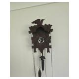 Carved Wooden Cuckoo Clock with Chains