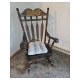 Wooden Rocking Chair With Gold Accents