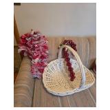 White Wicker Basket With Holiday Decor