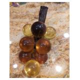 Amber-Colored Glass Grapes Cluster