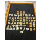 60 Pins in Glass-Front Wood Display