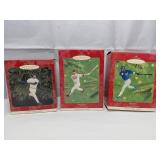Baseball Player Ornament Trio Set