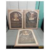 Three Plaques of Baseball Legends