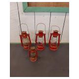 Four Red Metal Lanterns