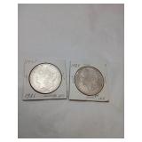 1921 Morgan Silver Dollars Pair