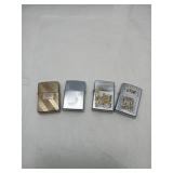 4 Vintage Zippo Lighters