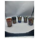 5 Carnival Glass Tumblers